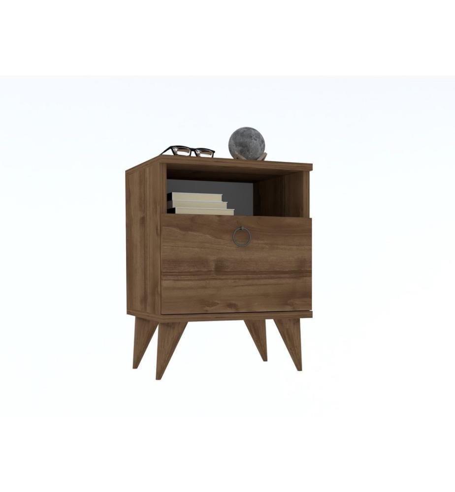 Nightstand, Walnut, Melamine Coated Particle Board