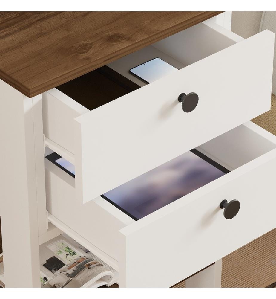 Nightstand, WhiteWalnut, Melamine Coated Particle Board