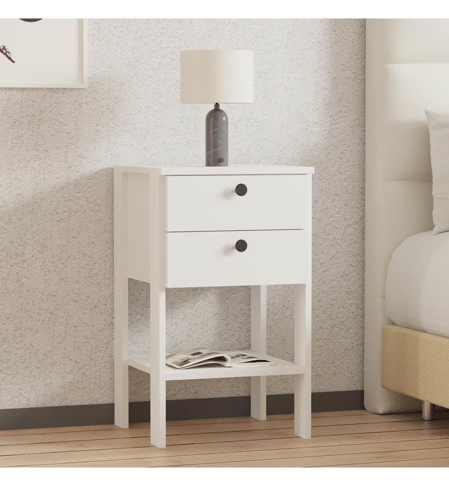 Nightstand, White, Melamine Coated Particle Board