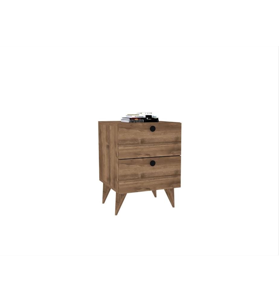 Nightstand, Walnut, Melamine Coated Particle Board