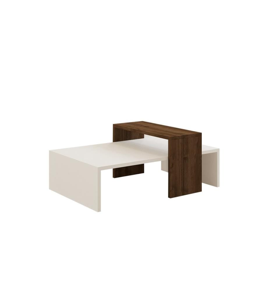Couleur Noix, Blanc, Tables Basses, 31,8X80X50 cm, Assiette De Particules Enrobée De Mélamine