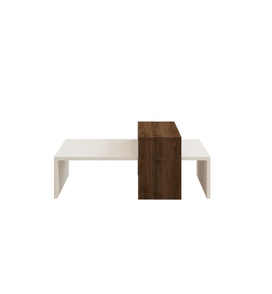 Couleur Noix, Blanc, Tables Basses, 31,8X80X50 cm, Assiette De Particules Enrobée De Mélamine