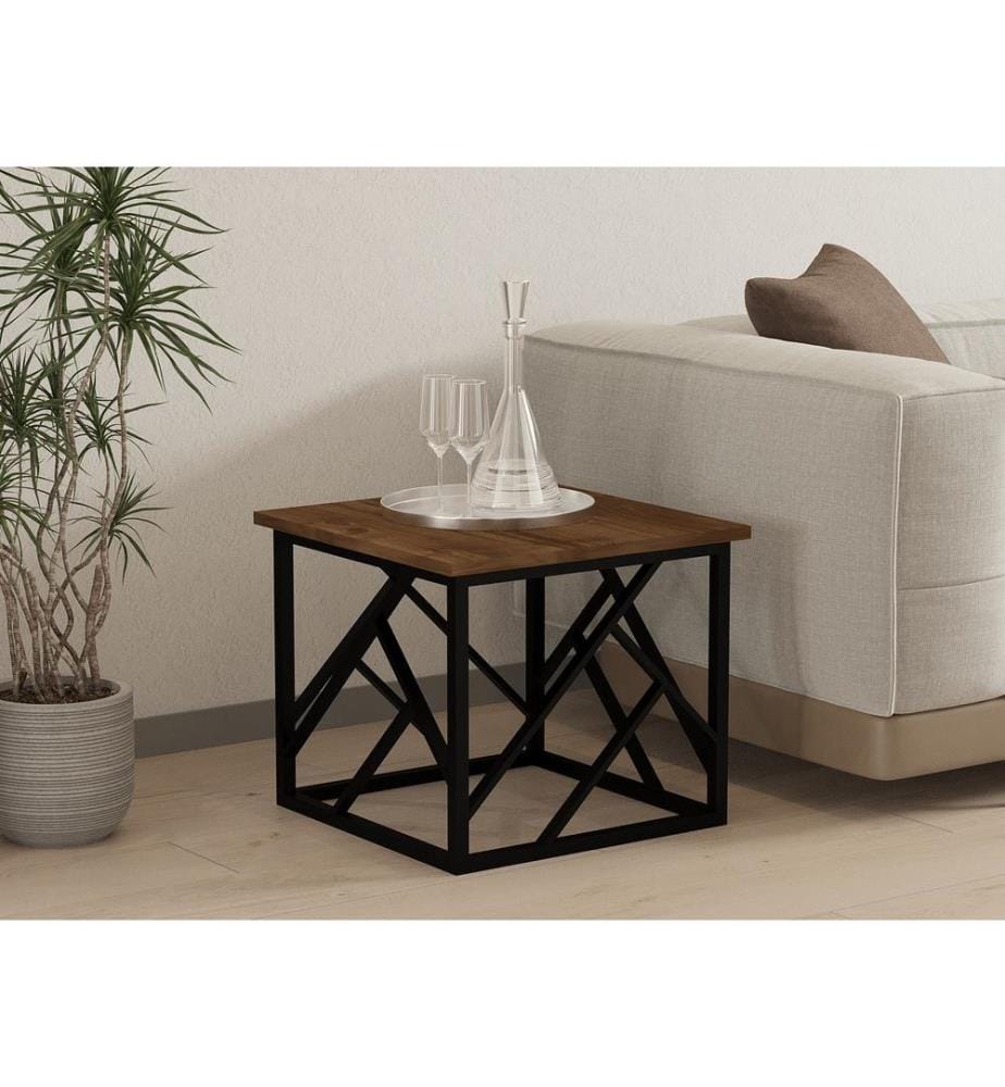 Nussbaum, Couchtische, 41,8X53,5X53,5 cm, Melaminbeschichtete Partikelplatte