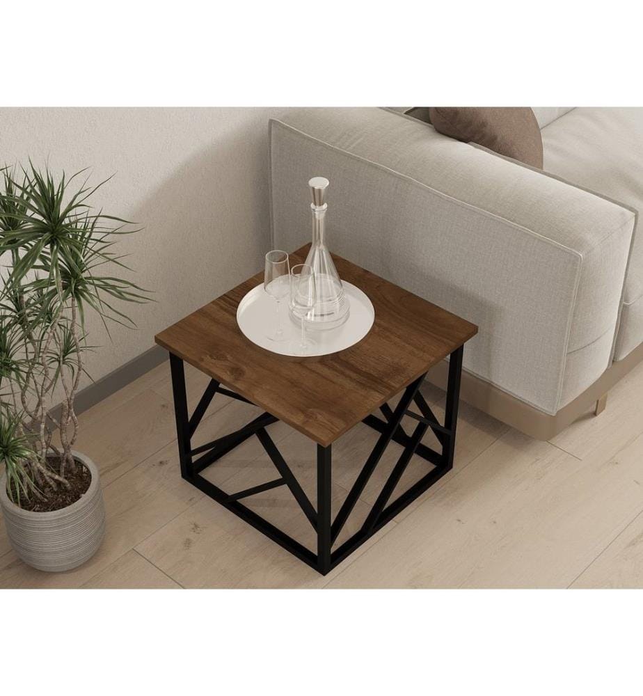 Nussbaum, Couchtische, 41,8X53,5X53,5 cm, Melaminbeschichtete Partikelplatte