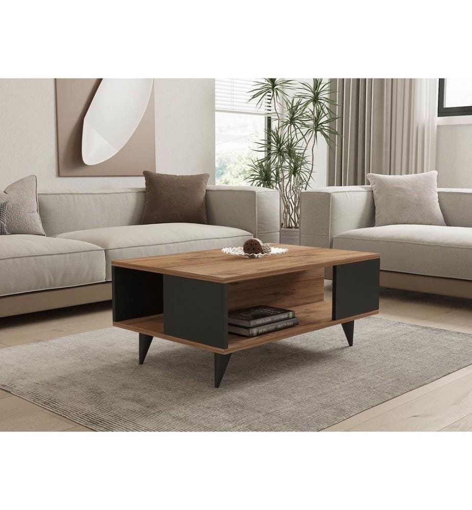 Coffee Table, WalnutBlack, Melamine Coated Particle Board