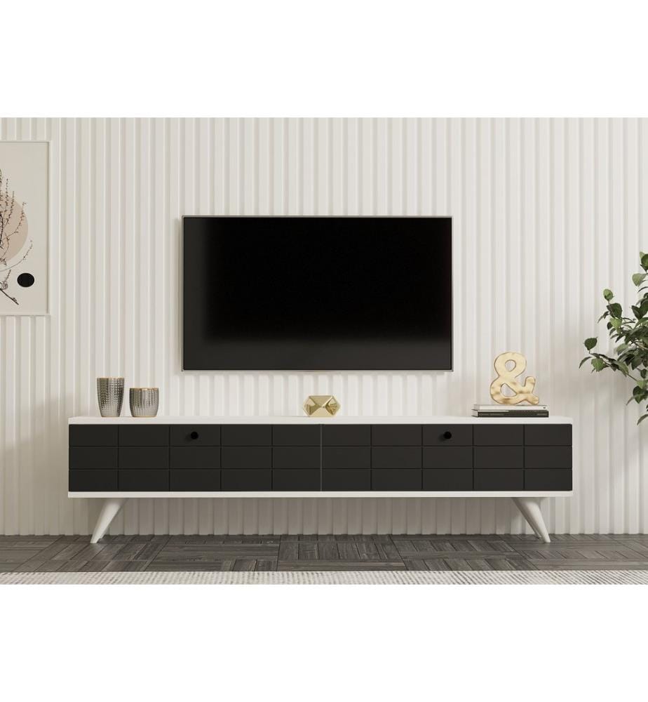 TV Stand, AnthraciteWhite, Melamine Coated Particle Board