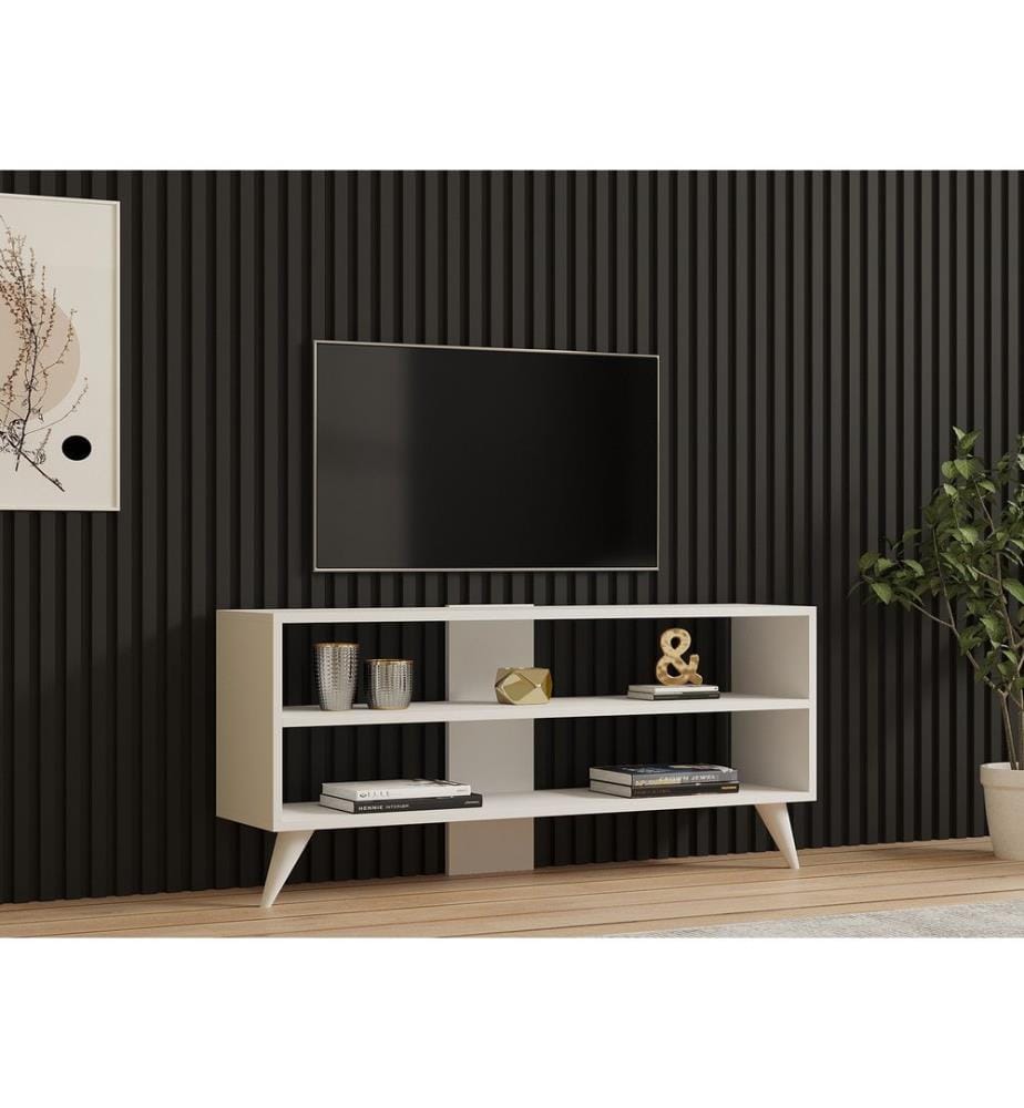 Blanc, Des Armoires Tv, 50X120X29,6 cm, Plaque De Particules Enrobée De Mélamine