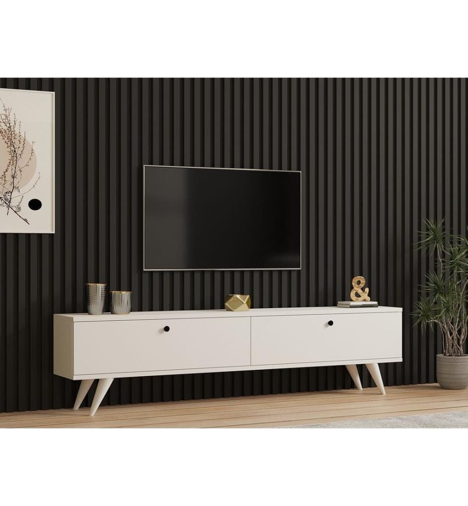 TV Stand, White, Melamine Coated Particle Board