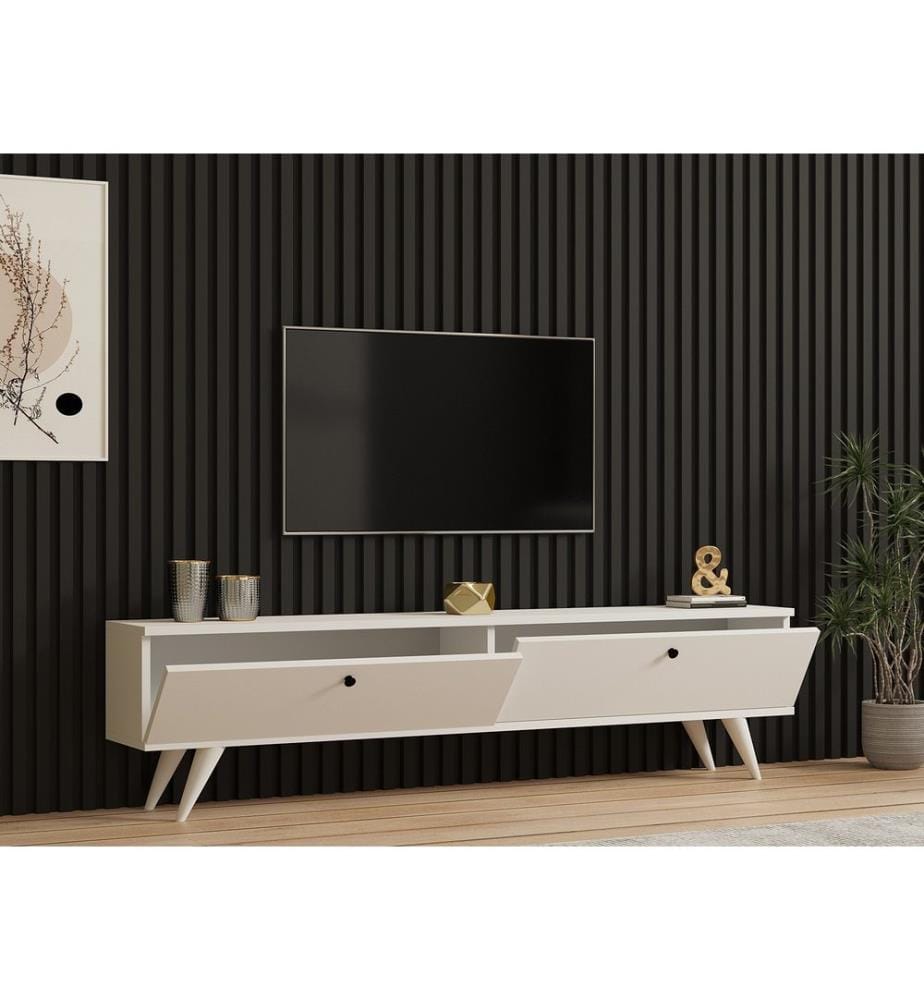 TV Stand, White, Melamine Coated Particle Board