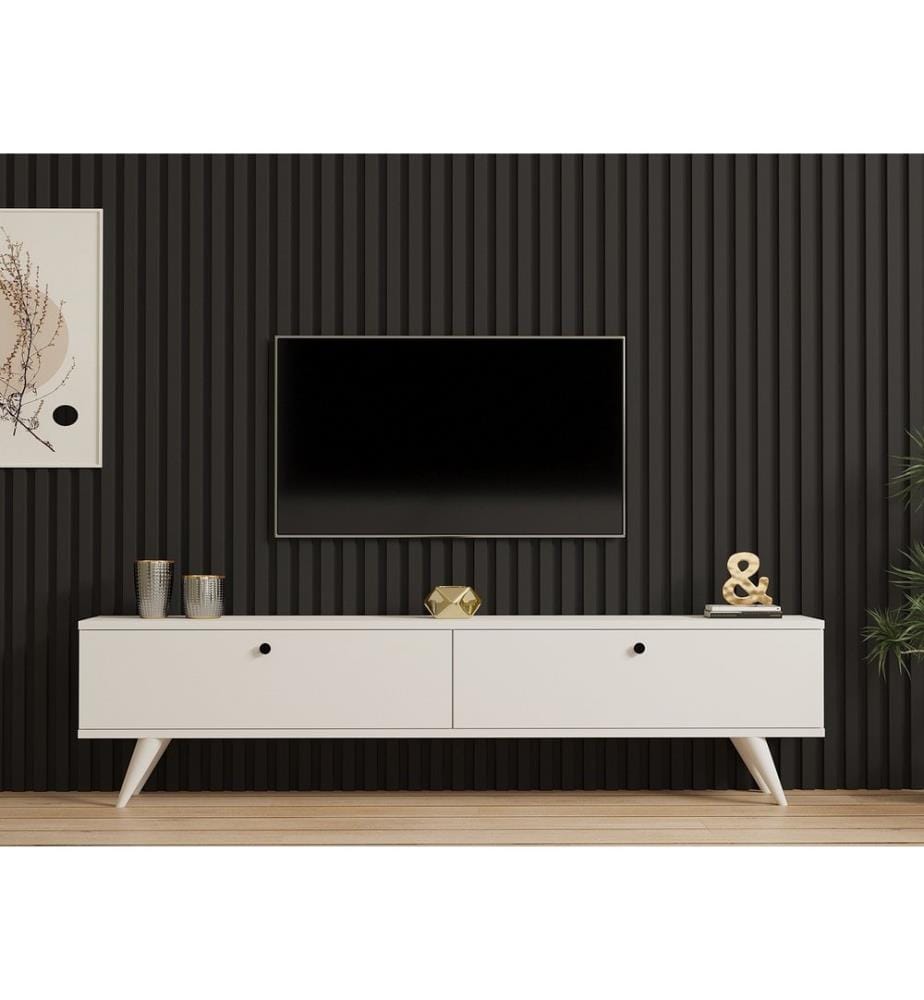 TV Stand, White, Melamine Coated Particle Board