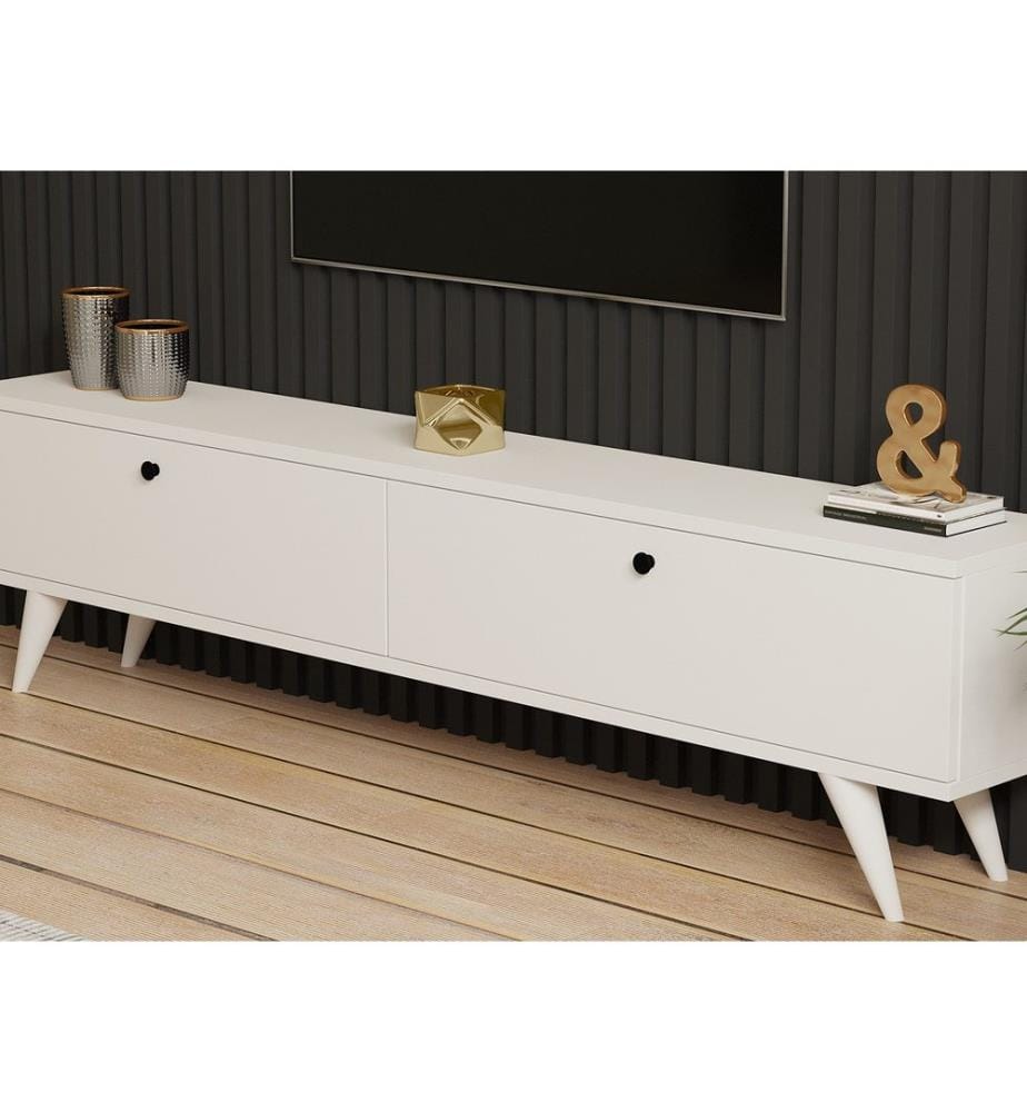 TV Stand, White, Melamine Coated Particle Board