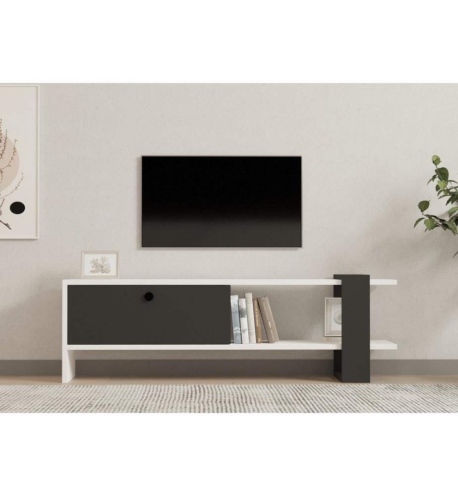 TV Stand, AnthraciteWhite, Melamine Coated Particle Board