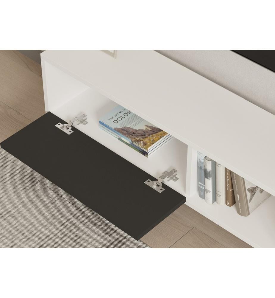 TV Stand, AnthraciteWhite, Melamine Coated Particle Board
