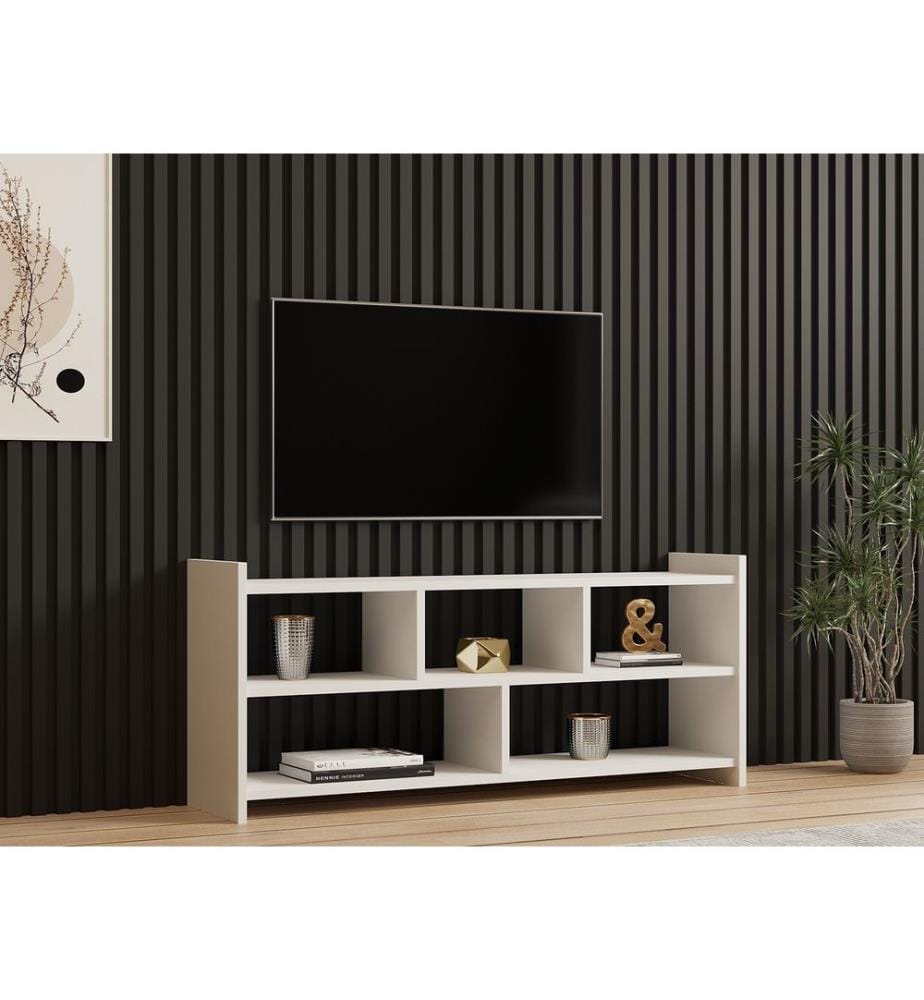 TV Stand, White, Melamine Coated Particle Board