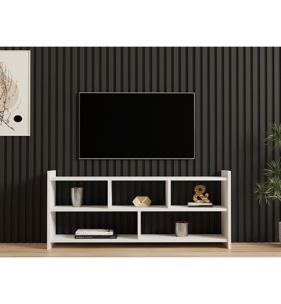 TV Stand, White, Melamine Coated Particle Board