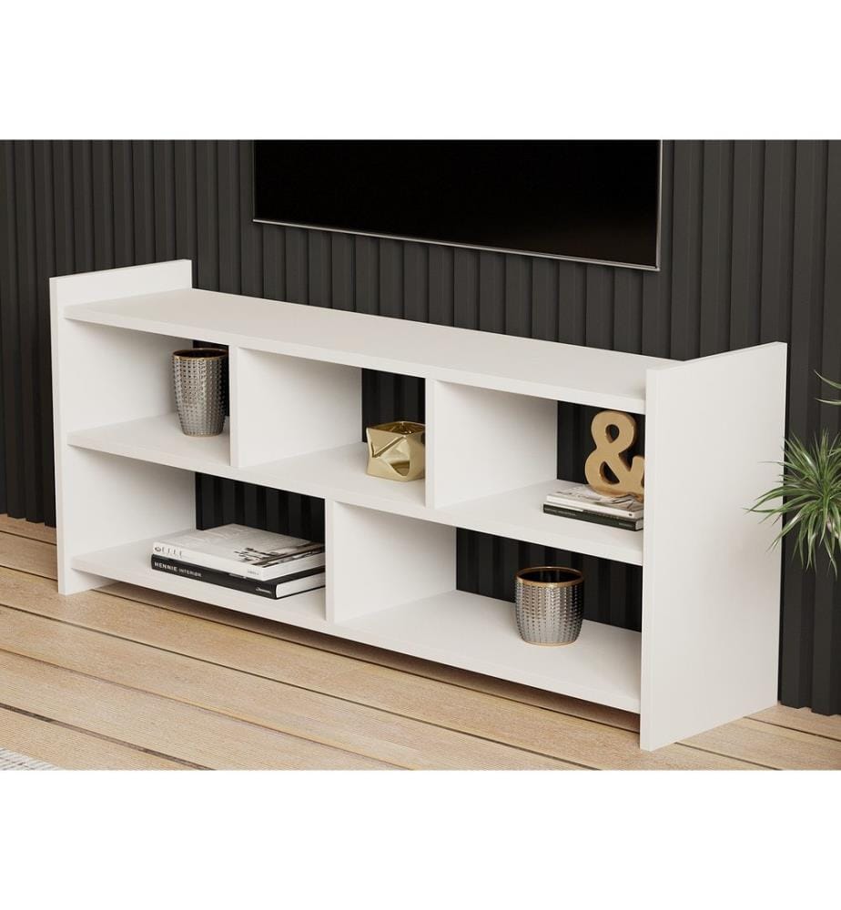 TV Stand, White, Melamine Coated Particle Board