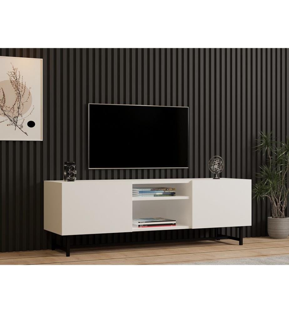TV Stand, White, Melamine Coated Particle Board
