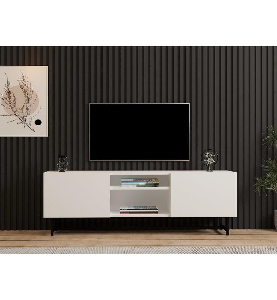 TV Stand, White, Melamine Coated Particle Board