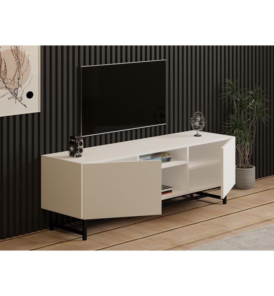 TV Stand, White, Melamine Coated Particle Board