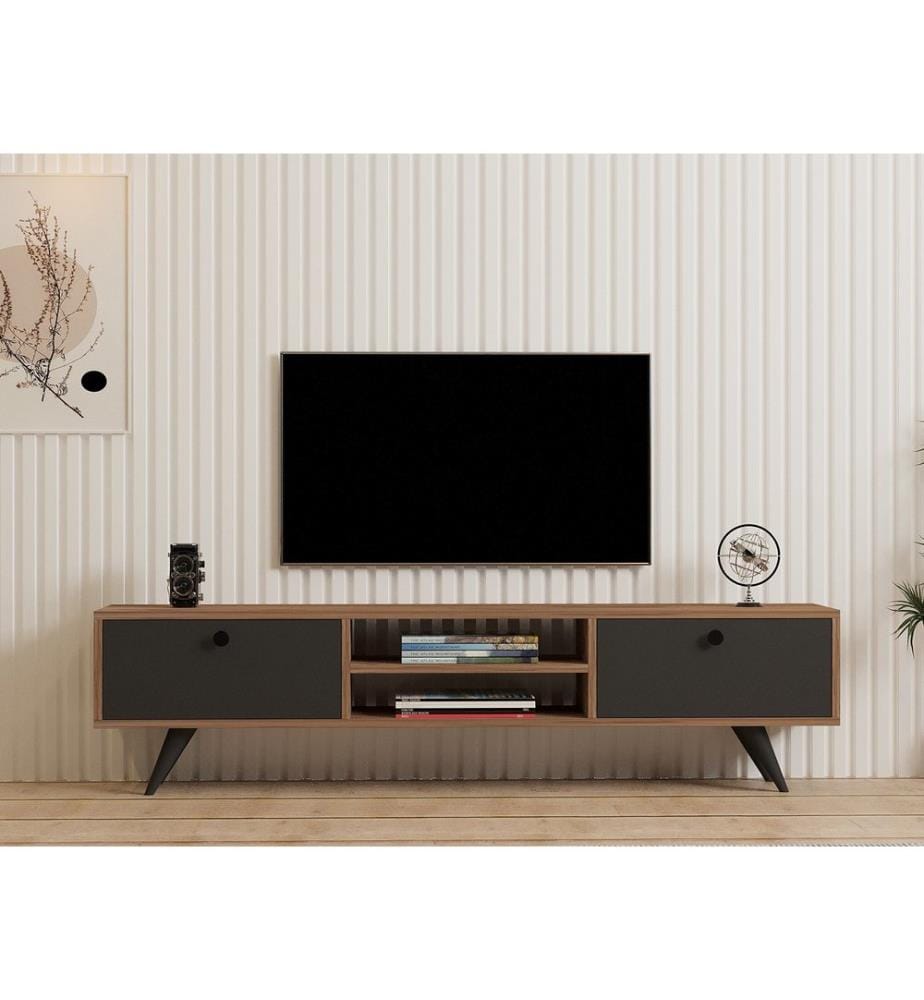 Atlantikkiefer, Tv Schränke, 37X160X29,6 cm, Melaminbeschichtete Partikelplatte