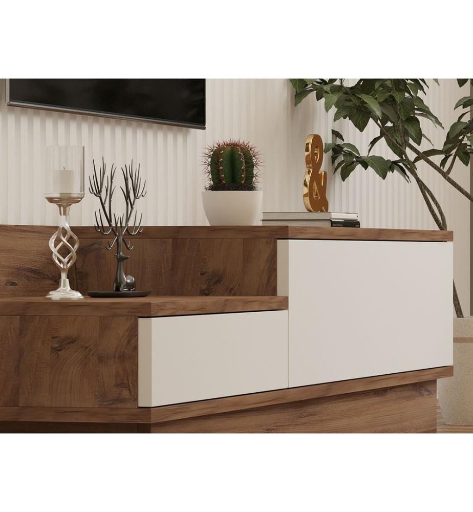 TV Stand, Atlantic PineWhite, Melamine Coated Particle Board