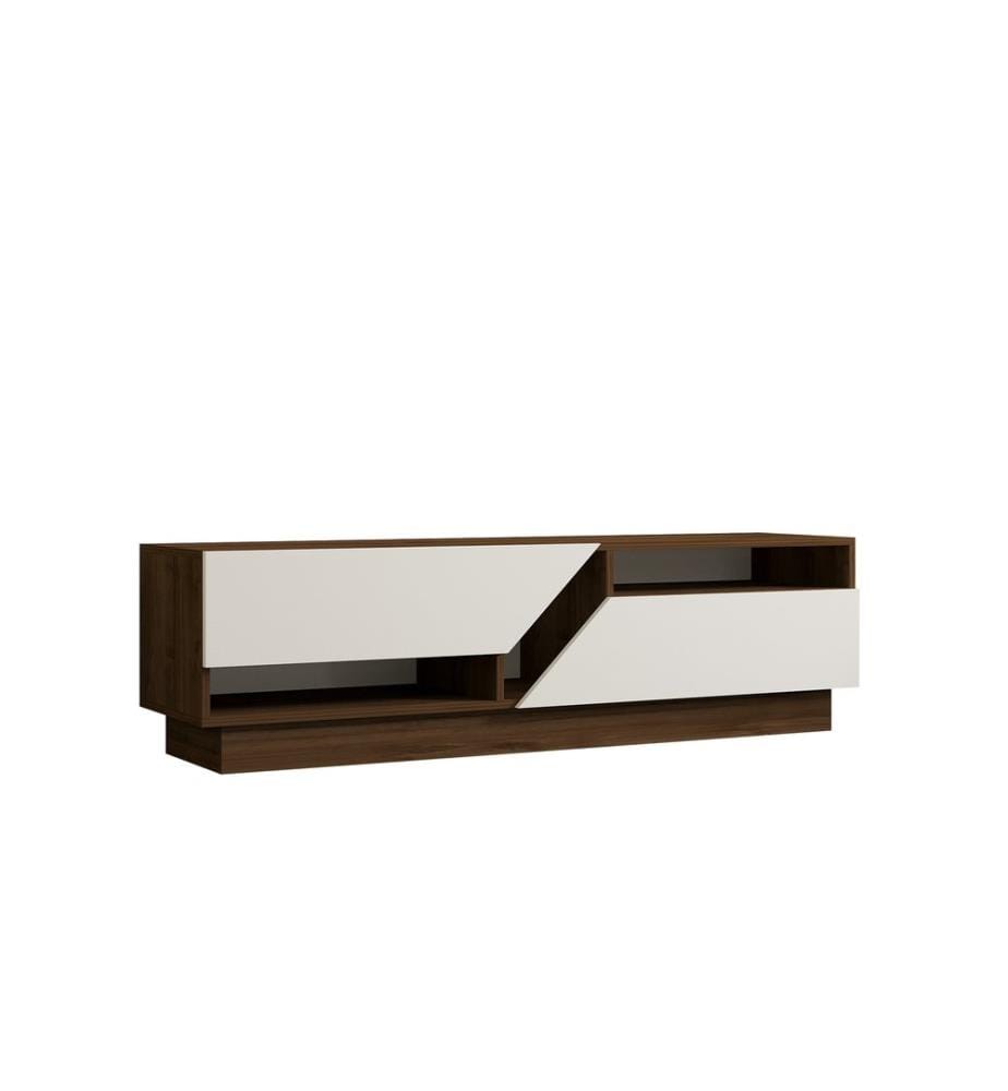 TV Stand, WalnutWhite, Melamine Coated Particle Board
