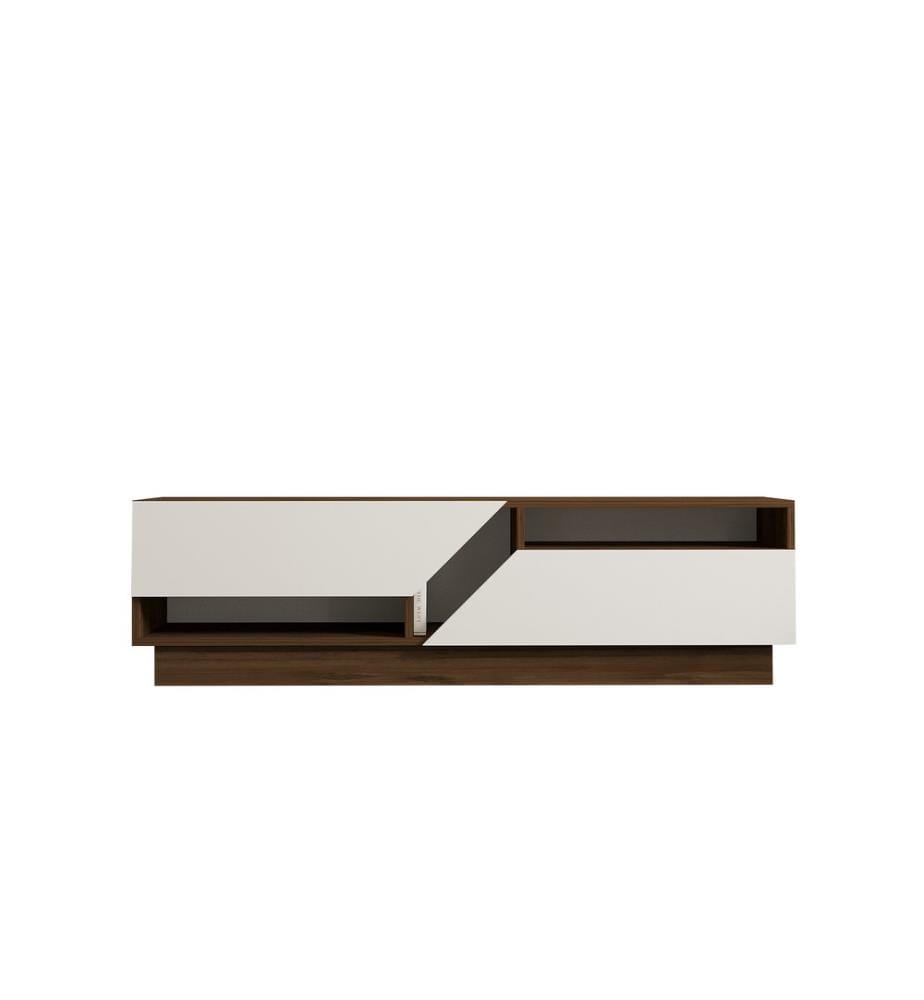 TV Stand, WalnutWhite, Melamine Coated Particle Board