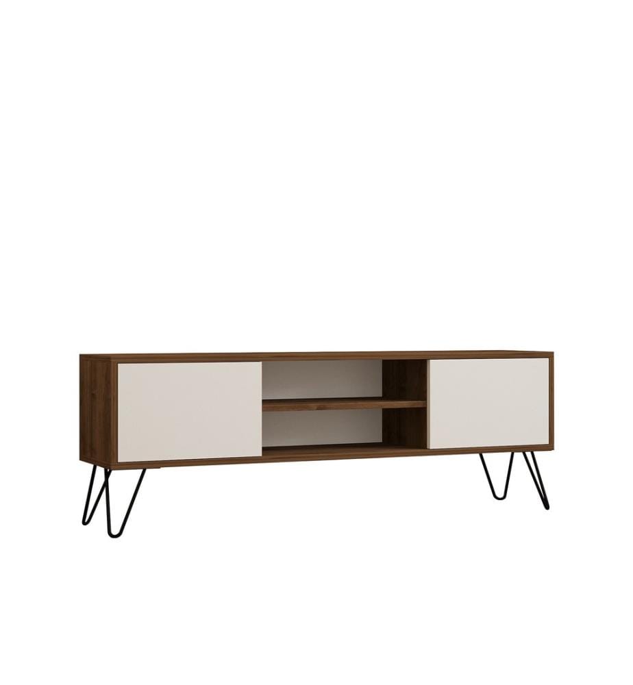 TV Stand, WalnutWhite, Melamine Coated Particle Board