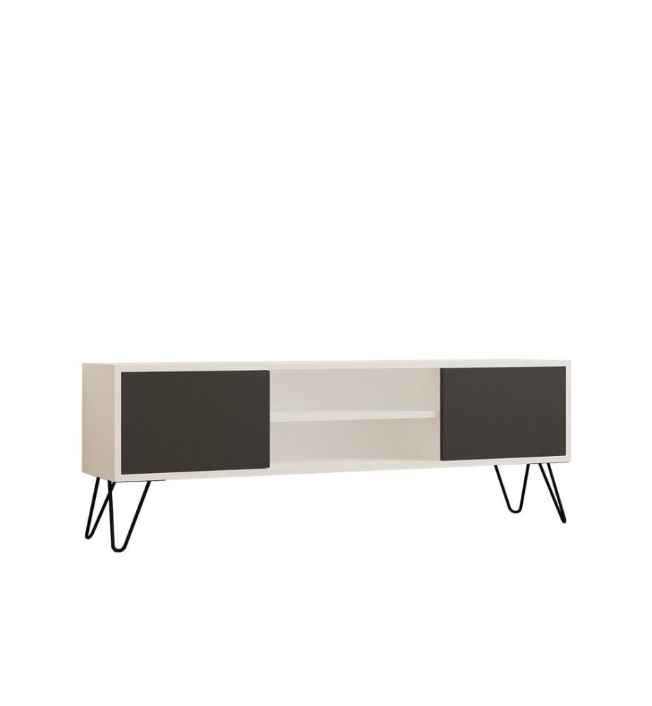 TV Stand, WhiteAnthracite, Melamine Coated Particle Board