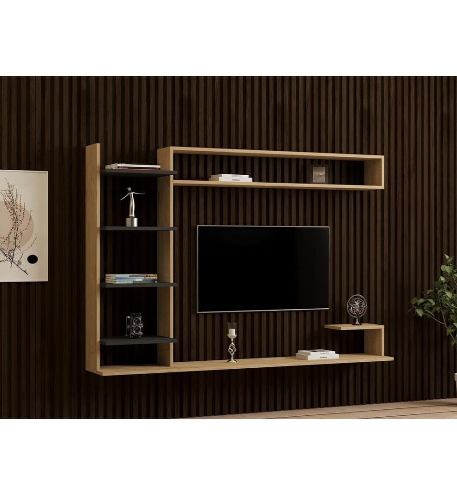 TV Unit, SapphireAnthracite, Melamine Coated Particle Board