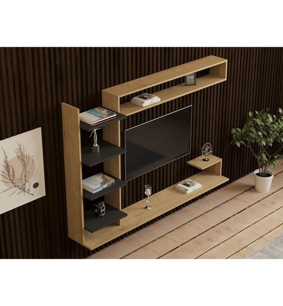 TV Unit, SapphireAnthracite, Melamine Coated Particle Board