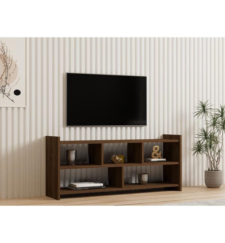 TV Stand, Walnut, Melamine Coated Particle Board