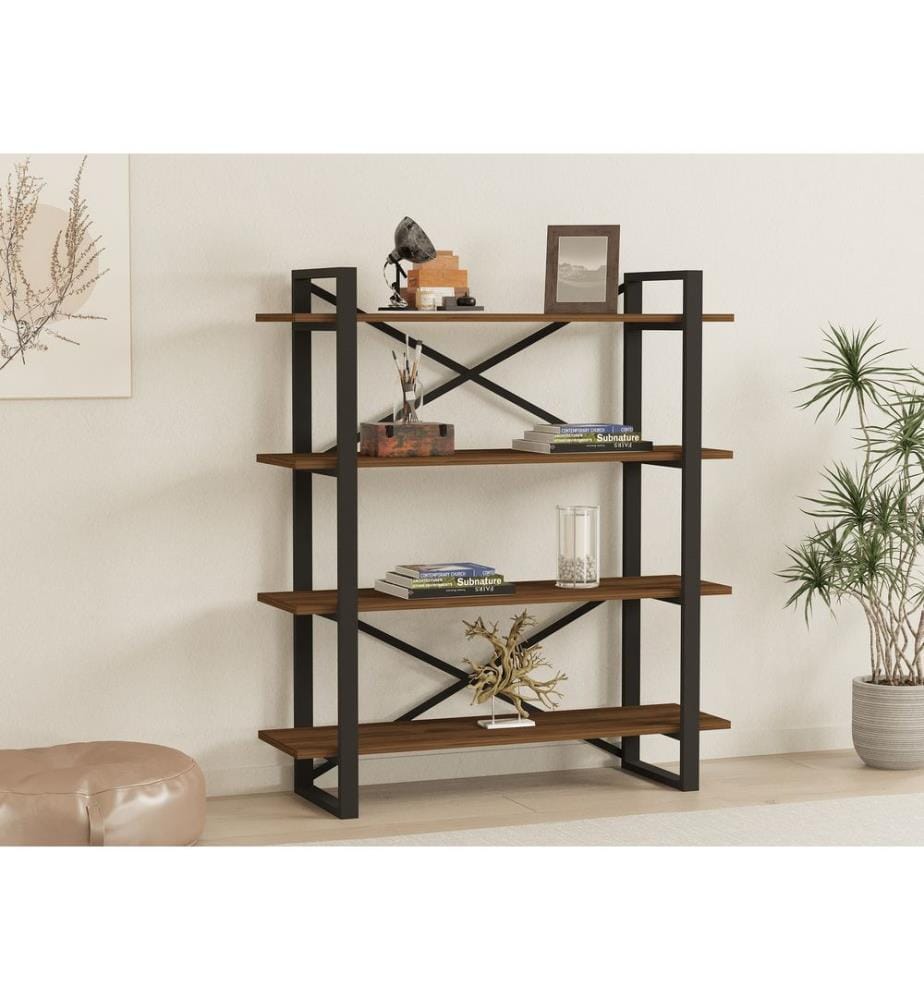 Nussbaumfarbe, Bücherregale, 120X106X33 cm, Melaminbeschichtete Partikelplatte