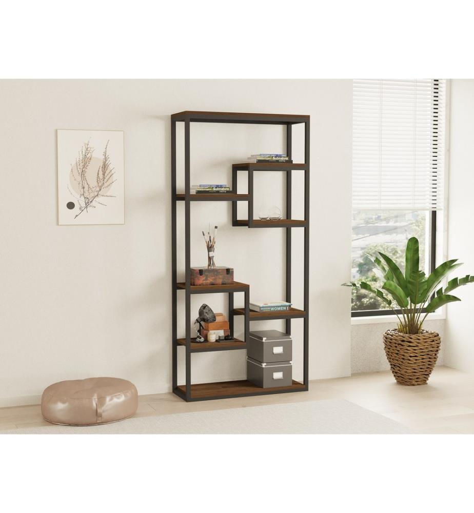 Bookshelf, WalnutBlack, Melamine Coated Particle Board