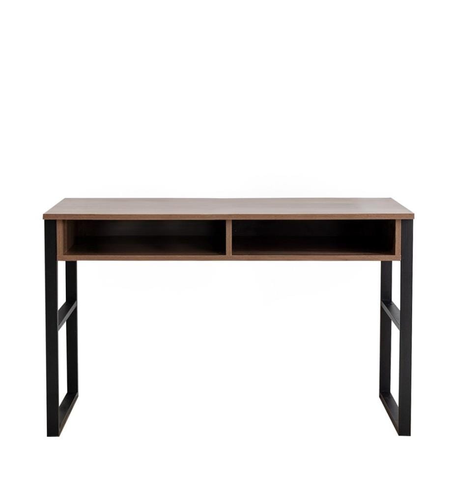 Study Desk, Walnut, Melamine Coated Particle Board, Metal Frame