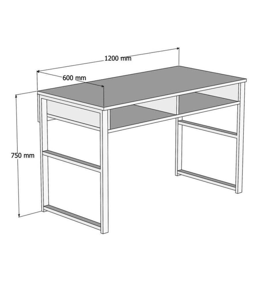Study Desk, Walnut, Melamine Coated Particle Board, Metal Frame