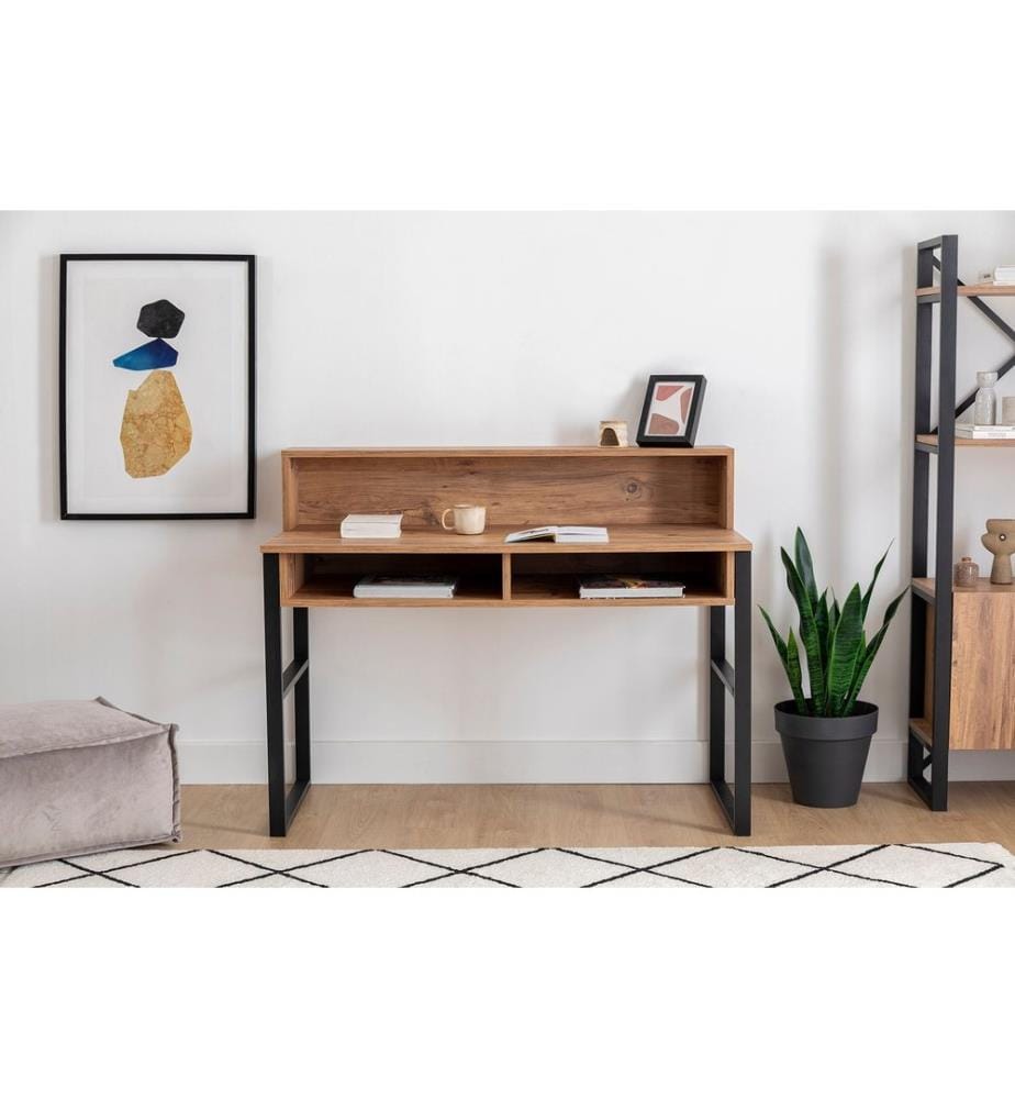 Study Desk, WalnutBlack, Melamine Coated Particle Board
