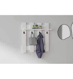 Bianco, Supporto Per Asciugamani E Gancio, 70X70X18 cm, Piastra Di Particelle Rivestita Di Melamina