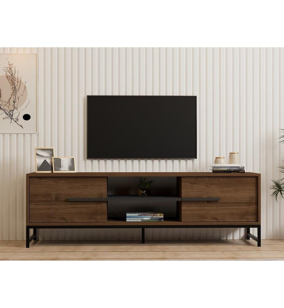 Couleur Noyer, Armoires De Télévision, 50X160X40 cm, Plaque De Particules Enrobée De Mélamine