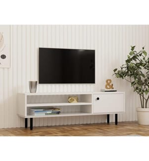 Porta TV, Bianco, 100% Melamine Pannello rivestito di Particle