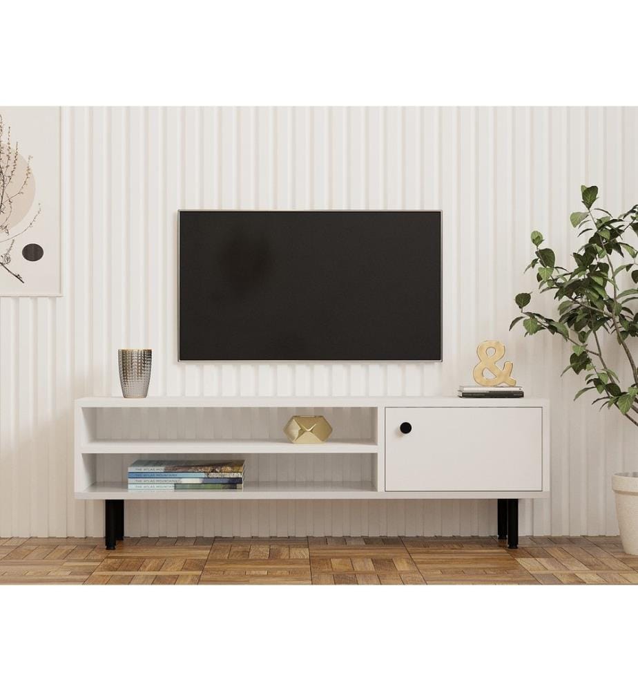 Meuble TV, blanc, 100% Melamine Particle Board