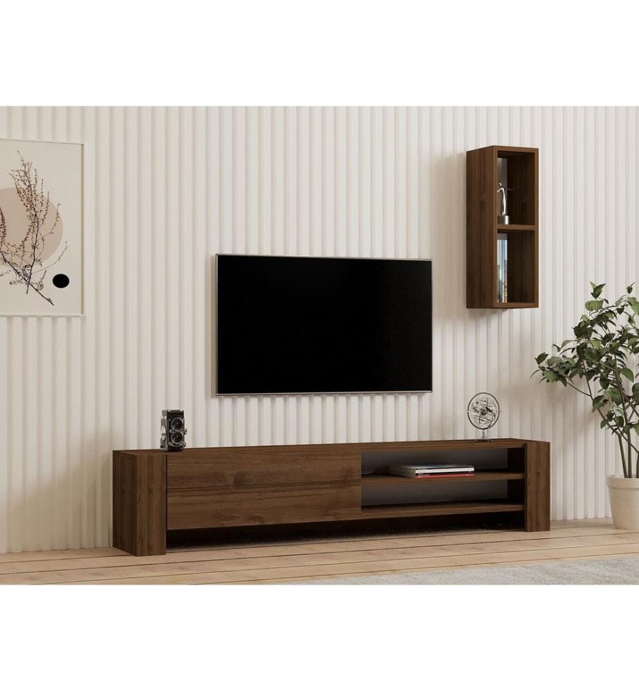 Meuble TV, Noyer, 100% Melamine Coated Particle Board
