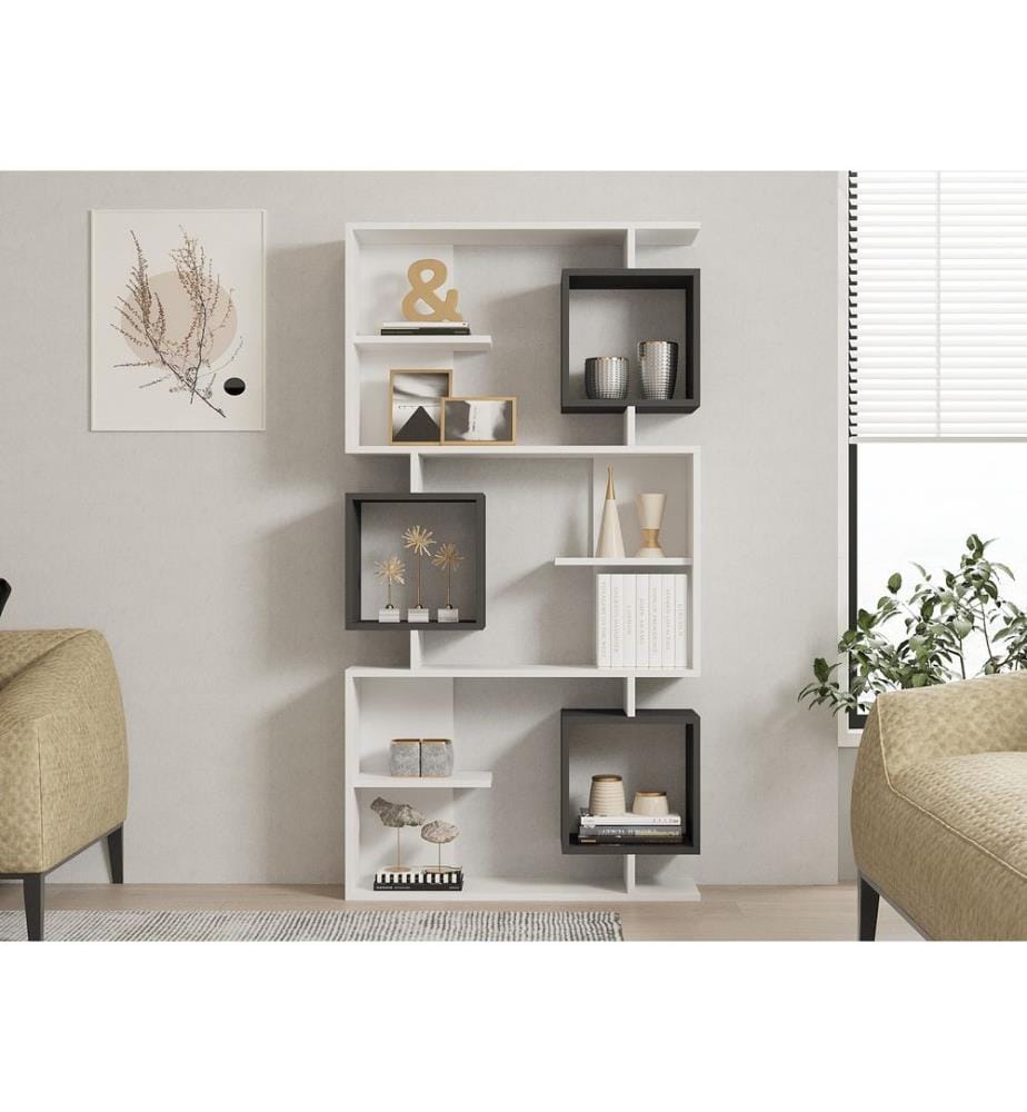 Libreria, Bianco Piastra Di Particelle Antracite, Di Melamina