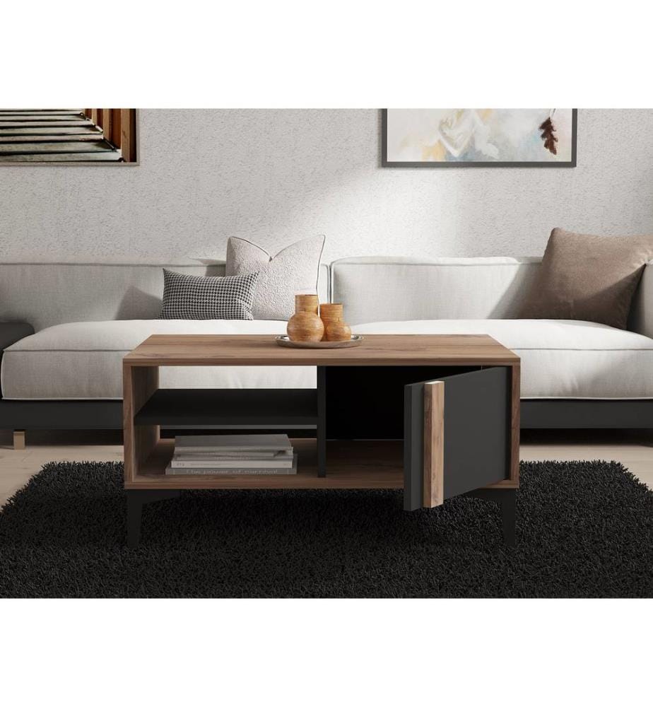 Table basse, Atlantic, Anthracite, Panneau de particules mélaminé