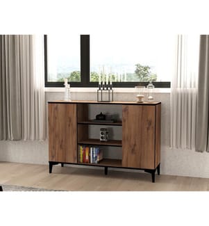 Console, Pino Atlantico, Nero, Pannello di particelle rivestito in melamina