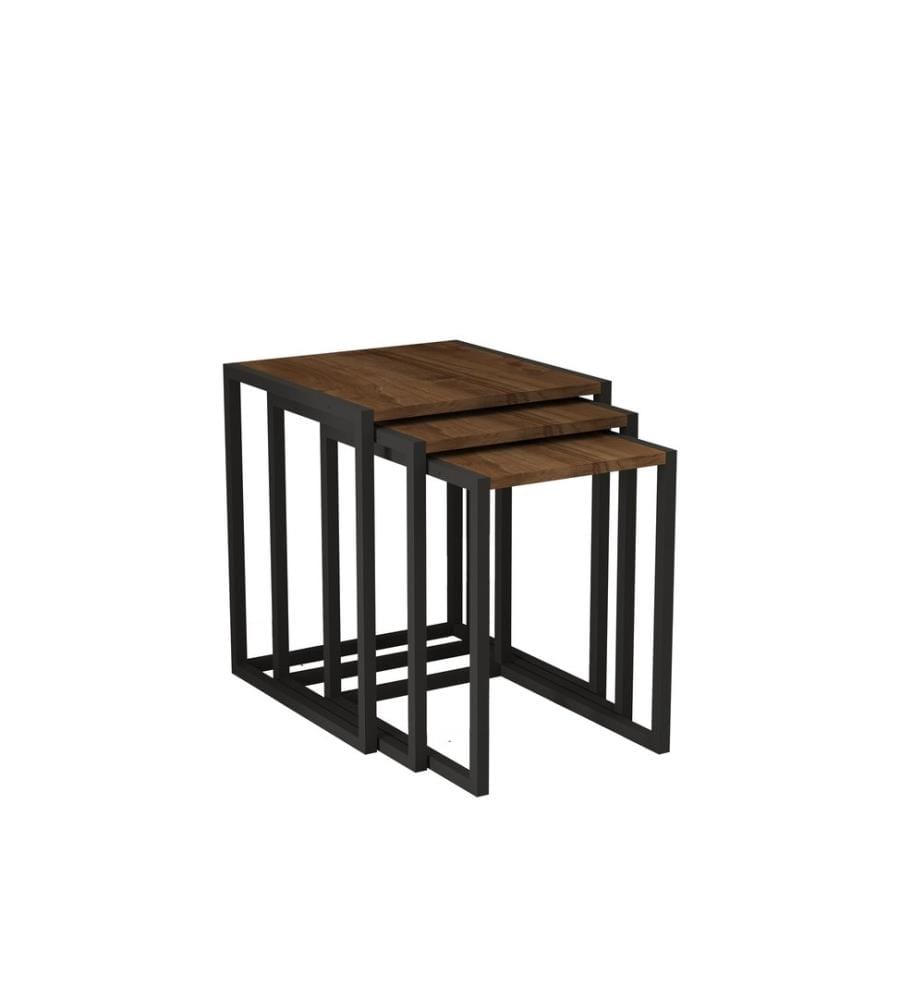 Nesting-Tisch , 3 Teile, Schwarz, Walnuss, Melaminbeschichtete Spanplatte