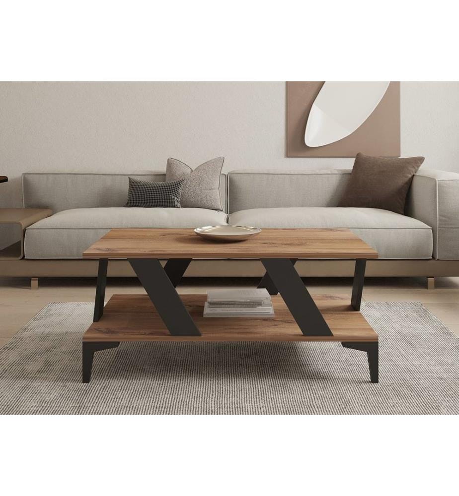 Table à café, Anthracite, Pin Atlantique, Panneau de particules mélaminé
