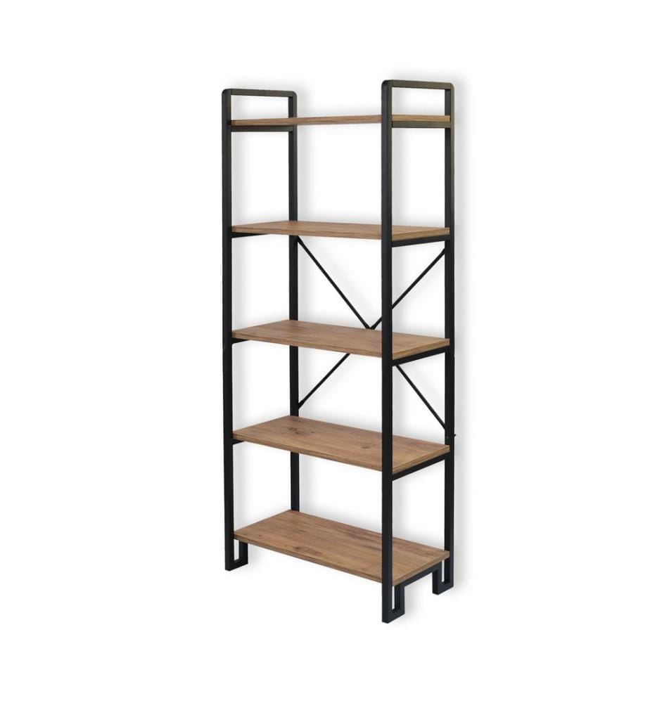 Bücherregal, Atlantic Pine, Schwarz, 100% Melamine Coated Particle Board, Rahmen: 100% Metall