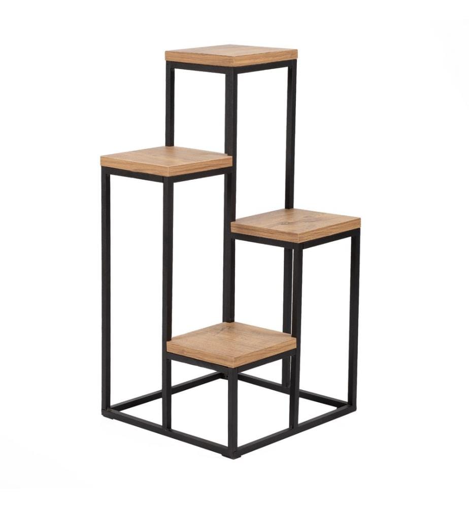 Decorative Jardiniere, Atlantic Pine, Black, 100% Melamine Coated Particle Board, Frame: 100% Metal
