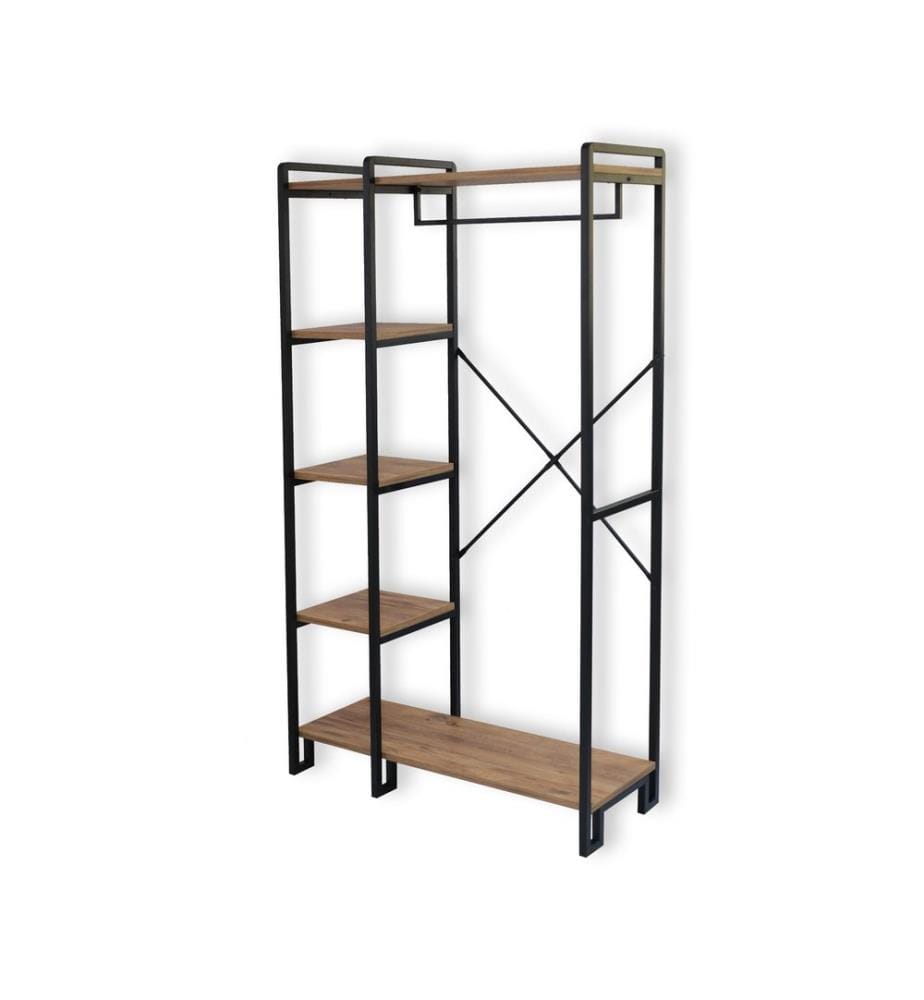 Hall Stand, Atlantic Pine, Black, 100% Melamine Coated Particle Board, Frame: 100% Metal